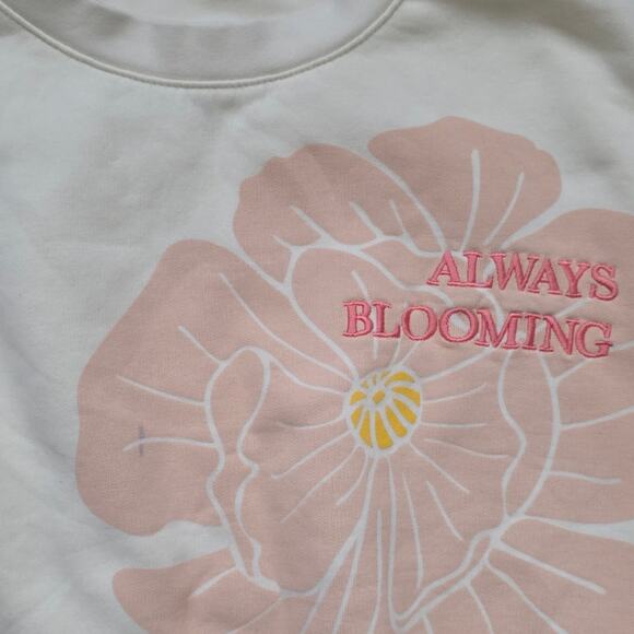 Com Meant Always Blooming Crewneck Fleece Pullover Sweater Women Sz M - Picture 4 of 9